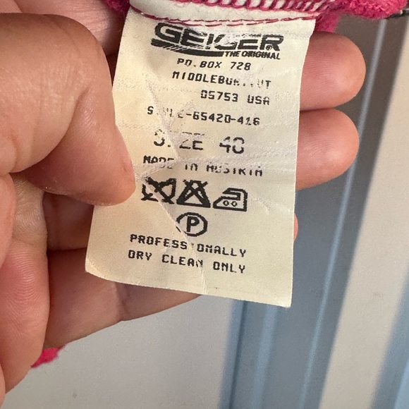 Vintage Geiger 100% Boiled Wool Pink Military Gold Button Long Line Sweater, 40 - Picture 4 of 12